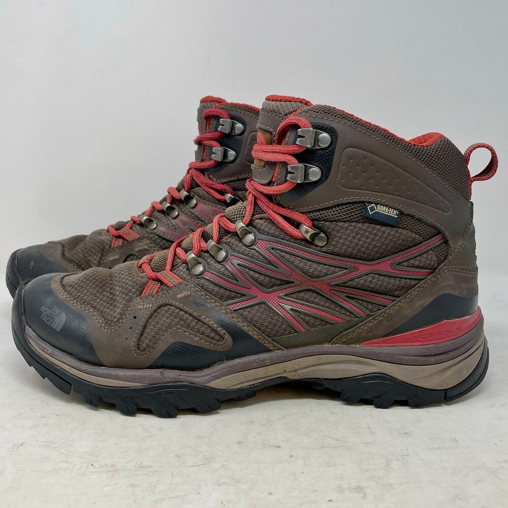 The North Face Brown Red Vibram Gore Tex Hiking Boots Mens 10